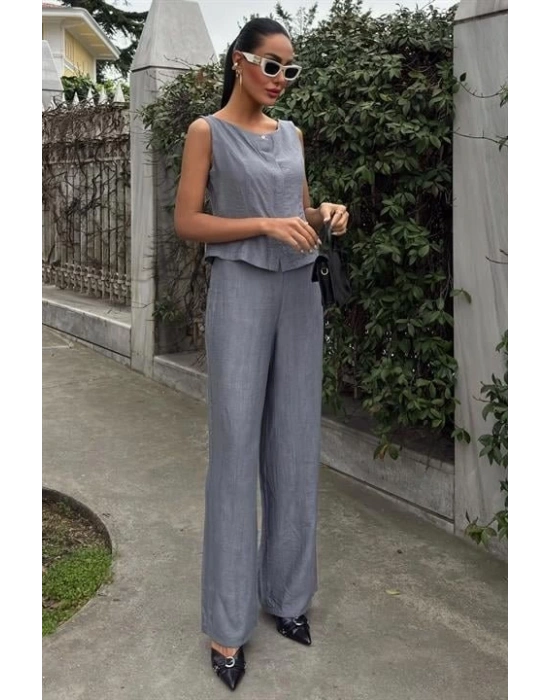 ıfır Kollu Bluz Batik Desenli Pantolon İkili Takım 1018108