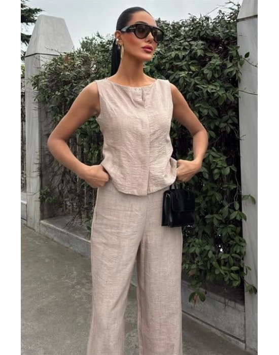 ıfır Kollu Bluz Batik Desenli Pantolon İkili Takım 1018108