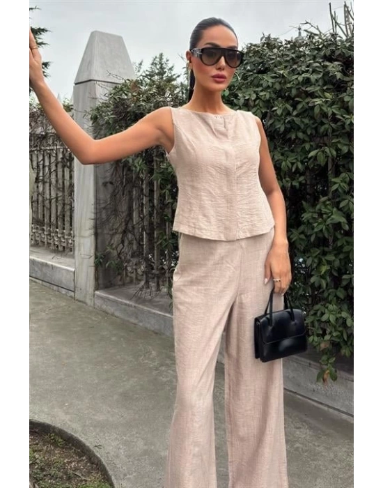 ıfır Kollu Bluz Batik Desenli Pantolon İkili Takım 1018108