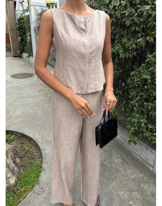 ıfır Kollu Bluz Batik Desenli Pantolon İkili Takım 1018108