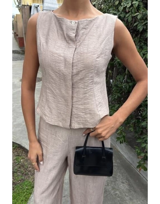 ıfır Kollu Bluz Batik Desenli Pantolon İkili Takım 1018108