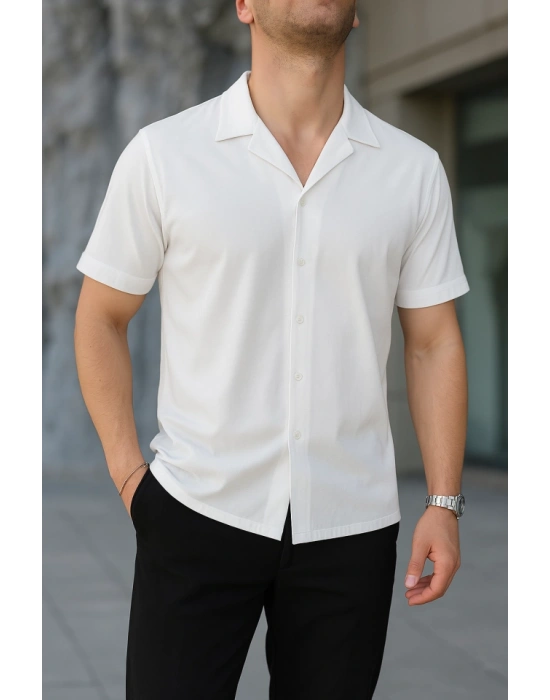 İki İplik Kumaş  Gömlek  Beyaz