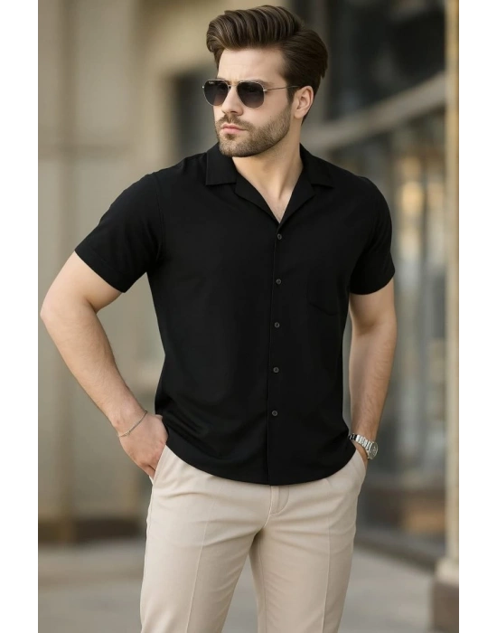 İki İplik Kumaş Gömlek  iyah