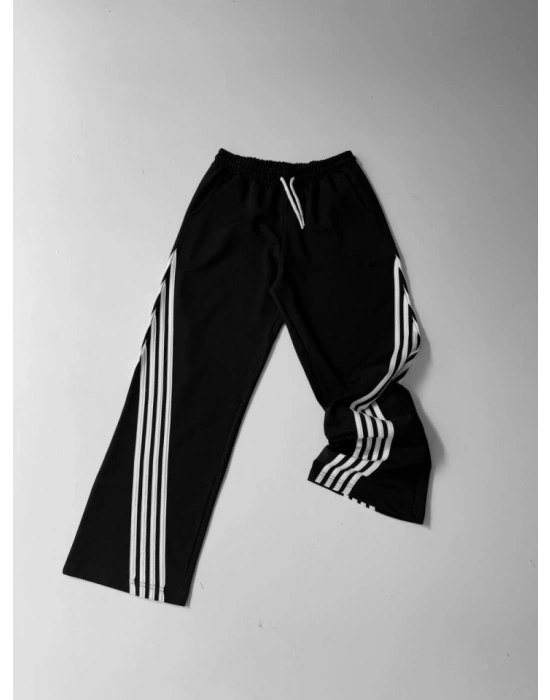 İki İplik Kumaş Şeritli Alt Esofman  iyah