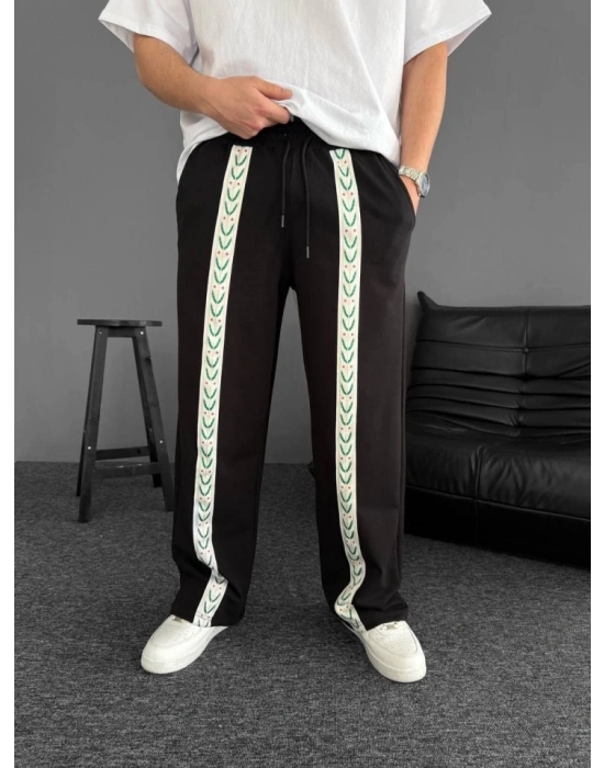 İki İplik Kumaş Şeritli Alt Esofman  iyah