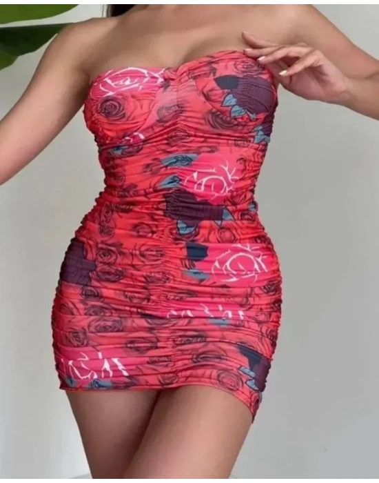 ikralı Dilber Elbise  Kırmızı