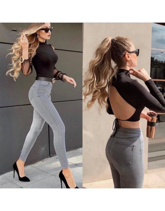 ikralı Yüksek Bel Jean Pantolon