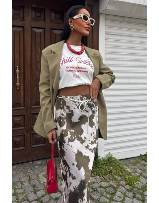 İnce Deri Kemerli Chanel Saten Etek 4050