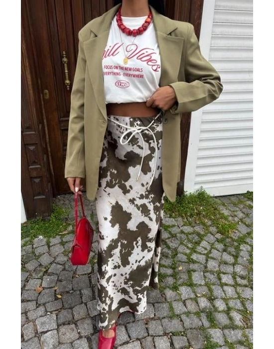 İnce Deri Kemerli Chanel Saten Etek 4050