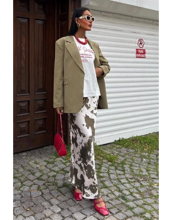 İnce Deri Kemerli Chanel Saten Etek 4050