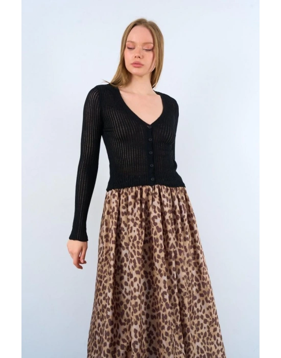 İnce Fitilli Hırka  Siyah