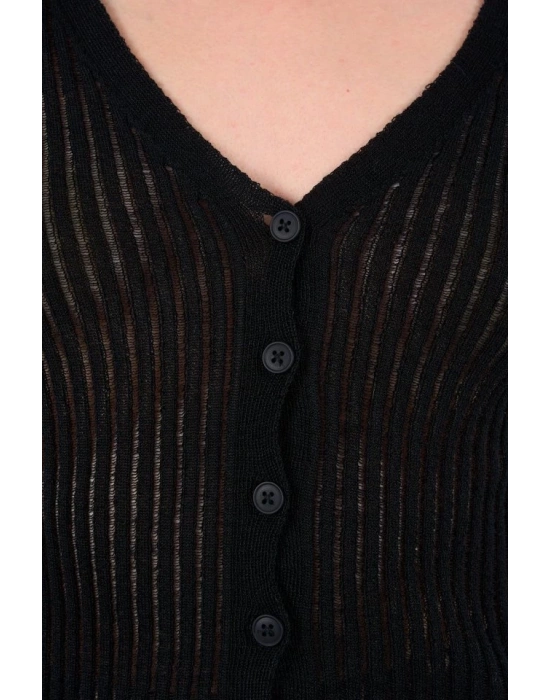 İnce Fitilli Hırka  Siyah