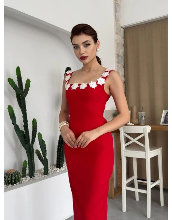 Mıng Çiçek Detaylı Elbise