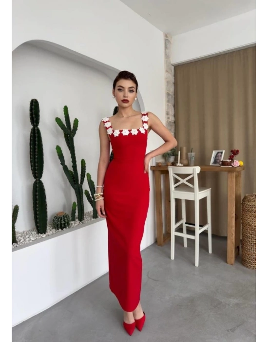 Mıng Çiçek Detaylı Elbise