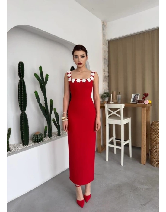 Mıng Çiçek Detaylı Elbise