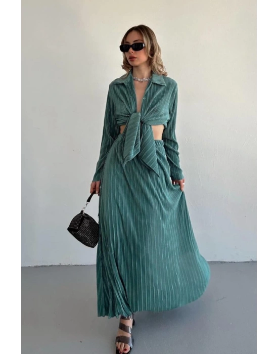 int Fitilli Gömlek Ve Uzun Etek Takım