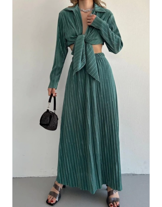 int Fitilli Gömlek Ve Uzun Etek Takım