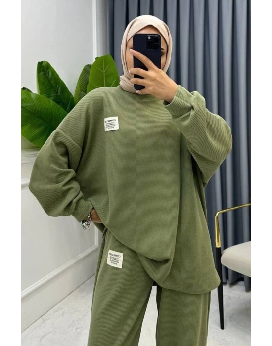 int Klasik Fitilli Kazak Ve Pantolon Takım