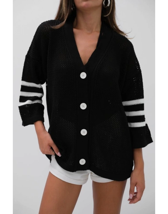 ırt Baskılı Ajurlu Hırka