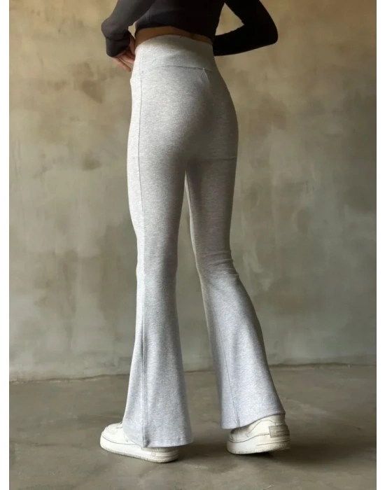 İspanyol Paça Yüksek Bel Tayt  Gri