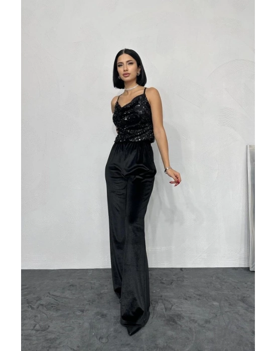 Siyah Askılı Degaje Bluz