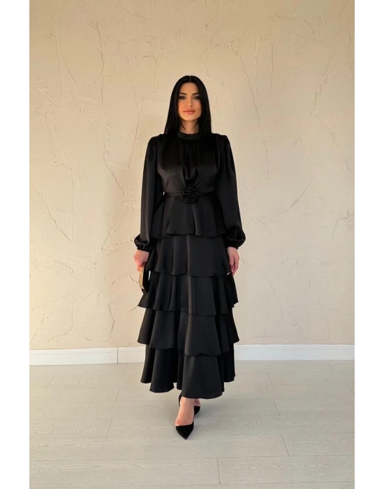 iyah aten Büzgülü Kat Kat Elbise