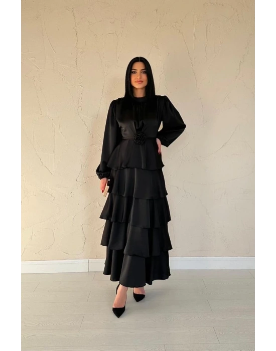 iyah aten Büzgülü Kat Kat Elbise