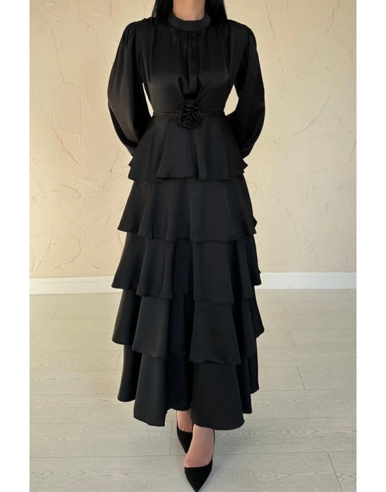 iyah aten Büzgülü Kat Kat Elbise