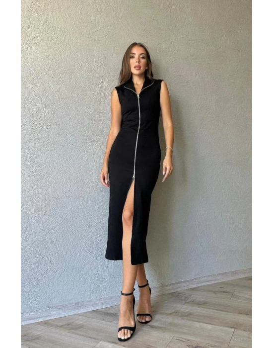 iyah Boydan Fermuarlı ıfır Kol Elbise