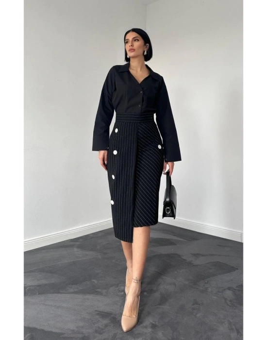 iyah Çizgili Poliviskon Etek