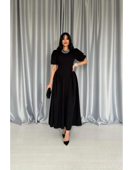 iyah Etek Yanları Büzgülü Balon Kollu Elbise