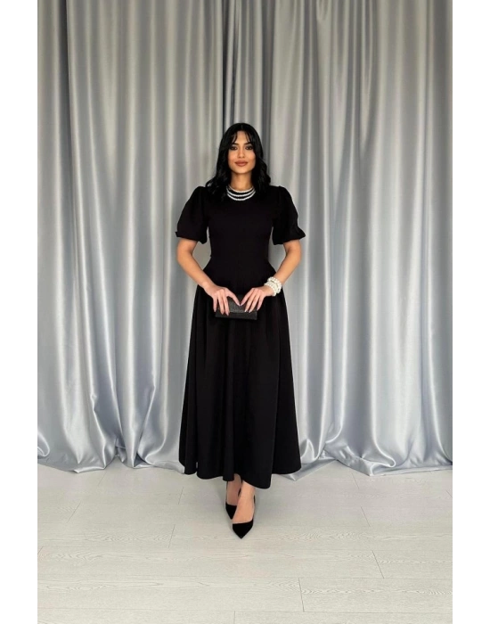 iyah Etek Yanları Büzgülü Balon Kollu Elbise