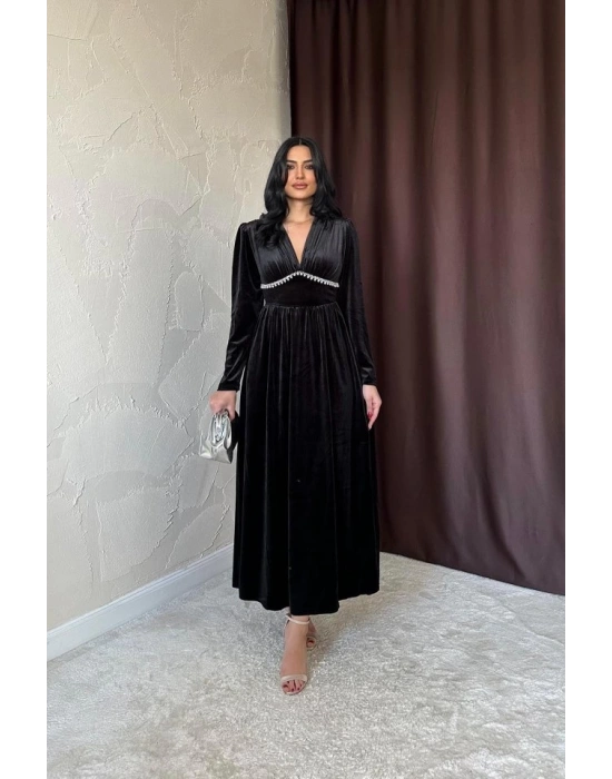 iyah Göğüs Altı Taşlı Elbise