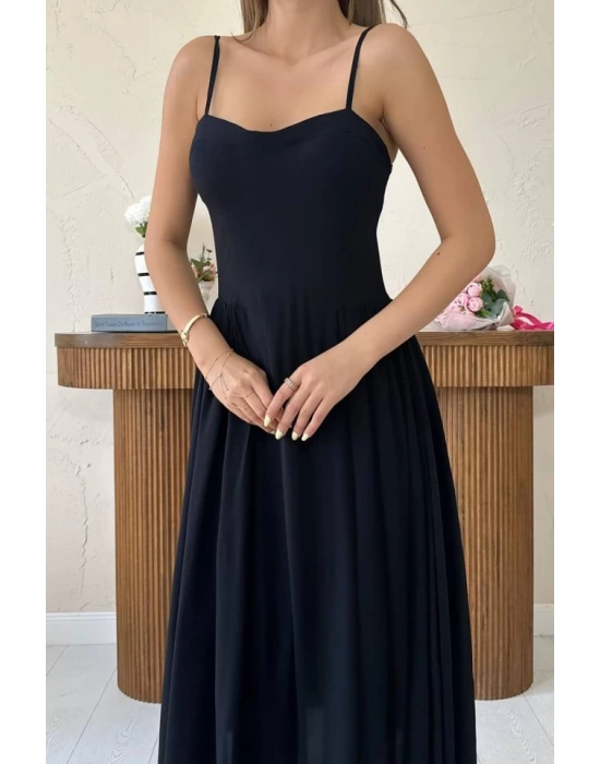 iyah Göğüs Kuplu Uzun Büzgülü Elbise