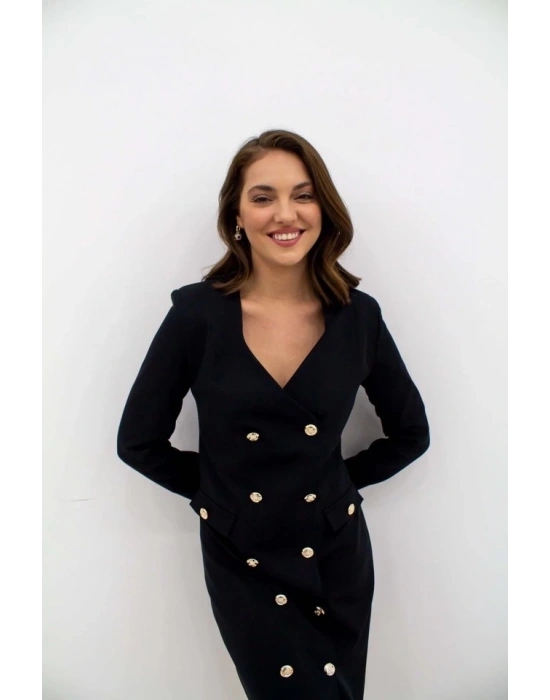 iyah Gold Düğmeli Ceket Elbise