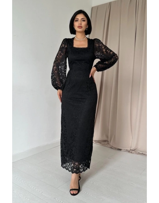 iyah Güpür Detaylı Dantel Elbise