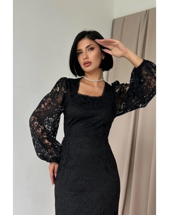 iyah Güpür Detaylı Dantel Elbise