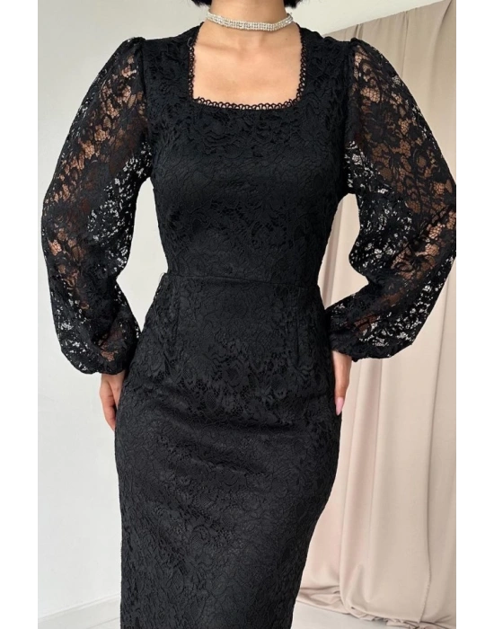 iyah Güpür Detaylı Dantel Elbise