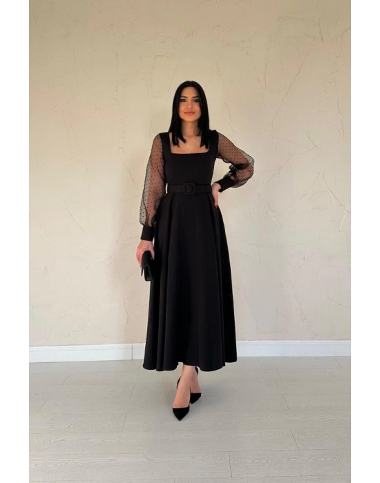 iyah Kolları Organze Kuplu Elbise