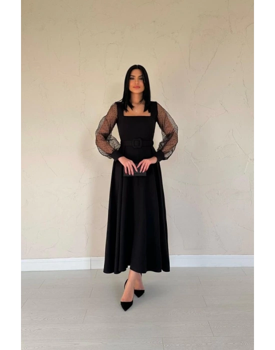 iyah Kolları Organze Kuplu Elbise