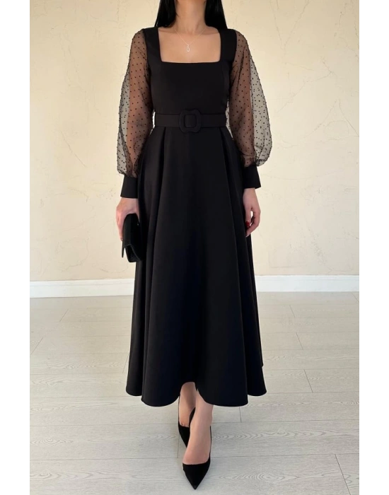 iyah Kolları Organze Kuplu Elbise