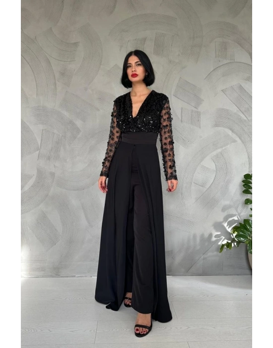 iyah Kolları Tül Etekli Tulum