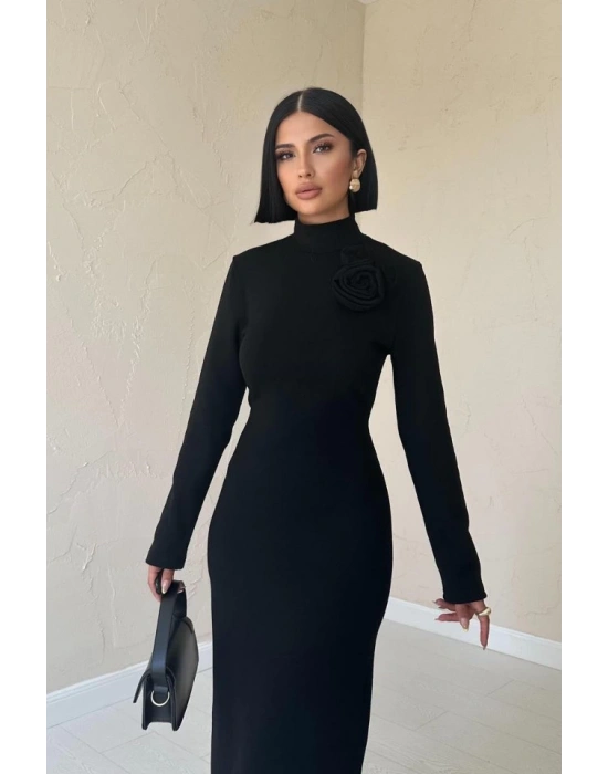 iyah Omzu Güllü Düz Elbise