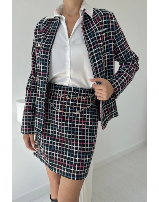 iyah Önü Açık Ceket Ve Eteği Zincirli Takım