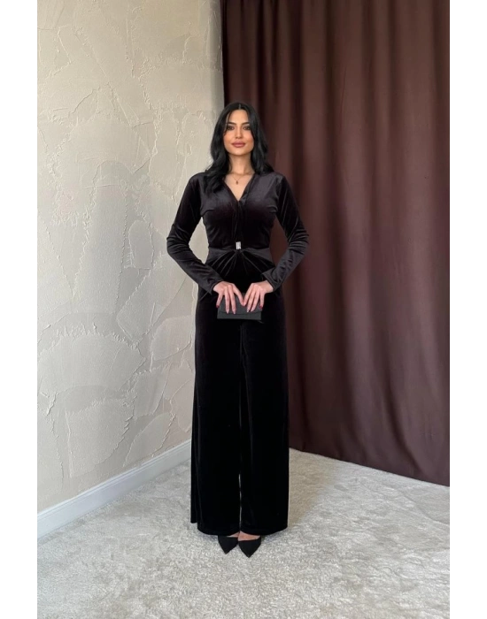 iyah Önü Tokalı Kadife Tulum