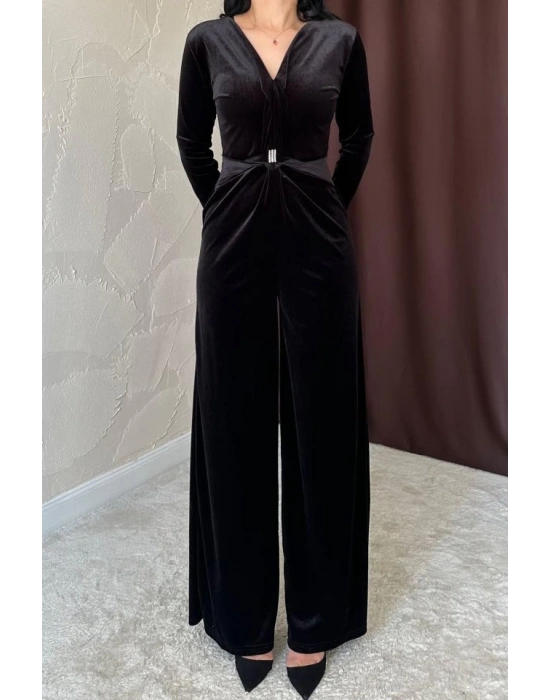 iyah Önü Tokalı Kadife Tulum