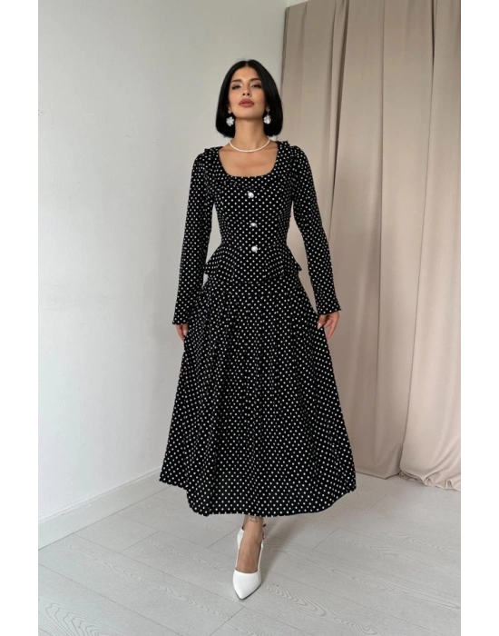 iyah Puantiye Desenli Volanlı Elbise