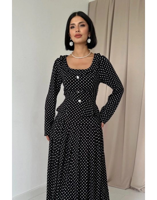 iyah Puantiye Desenli Volanlı Elbise