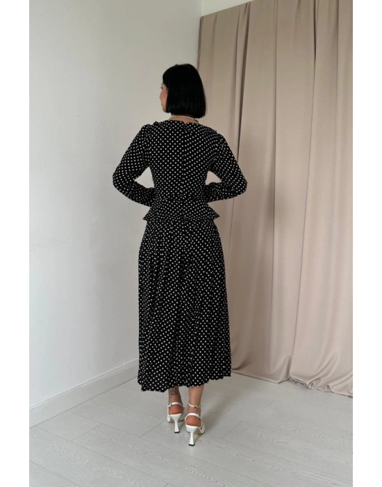 iyah Puantiye Desenli Volanlı Elbise