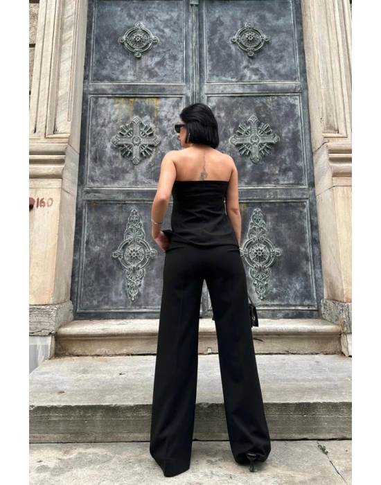 iyah traplez Düğmeli Crop Ve Pantolon Takım